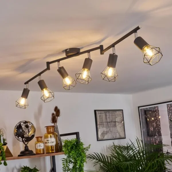 hofstein Plafonnier Baripada Anthracite, Chrome, 6 lumières* Lampes Modernes