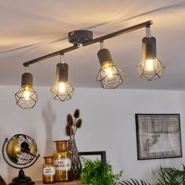 hofstein Plafonnier Baripada Anthracite, Chrome, 4 lumières* Lampes Modernes