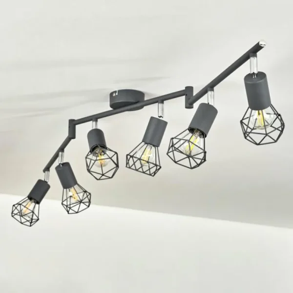 hofstein Plafonnier Baripada Anthracite, Chrome, 6 lumières* Lampes Modernes