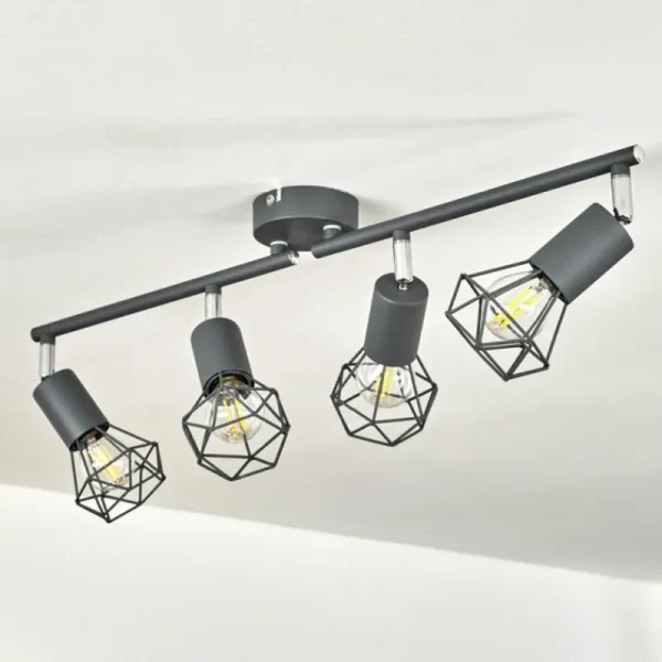 hofstein Plafonnier Baripada Anthracite, Chrome, 4 lumières* Lampes Modernes