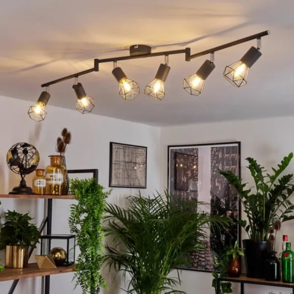 hofstein Plafonnier Baripada Anthracite, Chrome, 6 lumières* Lampes Modernes