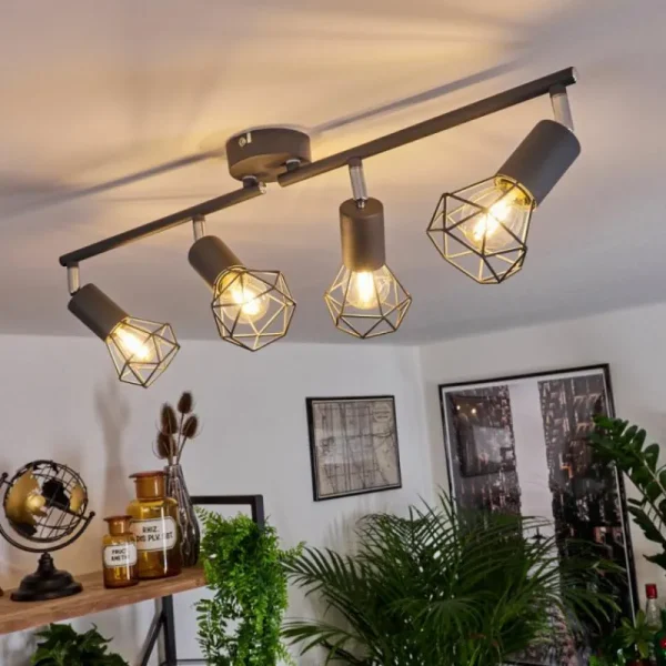 hofstein Plafonnier Baripada Anthracite, Chrome, 4 lumières* Lampes Modernes