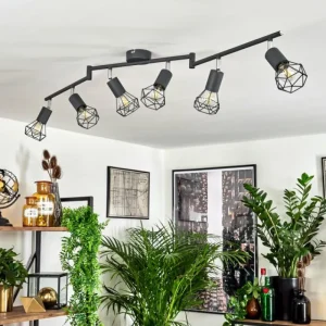 hofstein Plafonnier Baripada Anthracite, Chrome, 6 lumières* Lampes Modernes