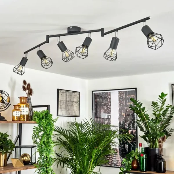 hofstein Plafonnier Baripada Anthracite, Chrome, 6 lumières* Lampes Modernes