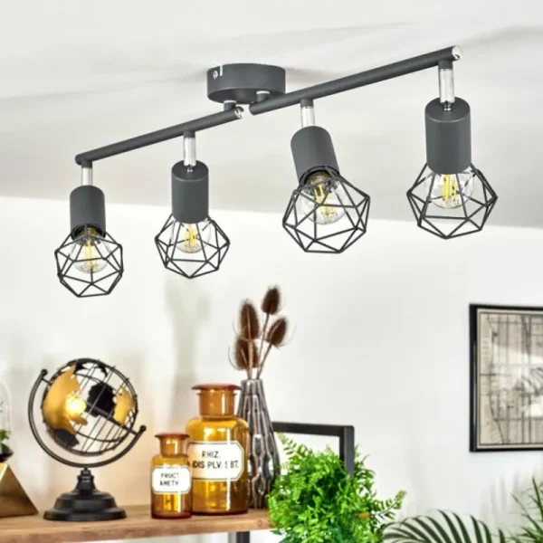 hofstein Plafonnier Baripada Anthracite, Chrome, 4 lumières* Lampes Modernes