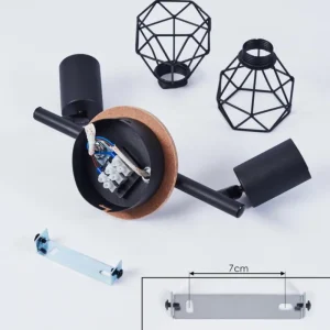 hofstein Plafonnier Baripada Bois foncé, Noir, 2 lumières* Lampes Modernes
