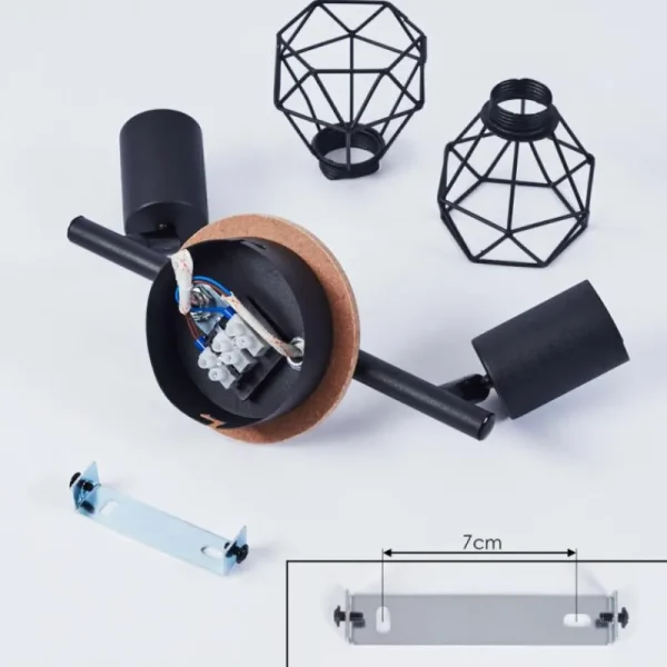hofstein Plafonnier Baripada Bois foncé, Noir, 2 lumières* Lampes Modernes
