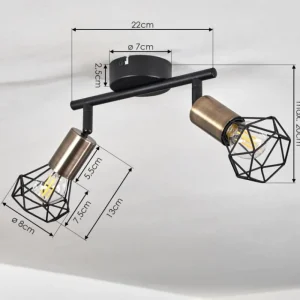 hofstein Plafonnier Baripada Laiton, Noir, 2 lumières* Lampes Modernes