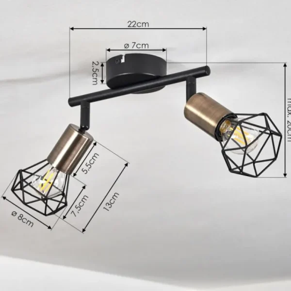 hofstein Plafonnier Baripada Laiton, Noir, 2 lumières* Lampes Modernes