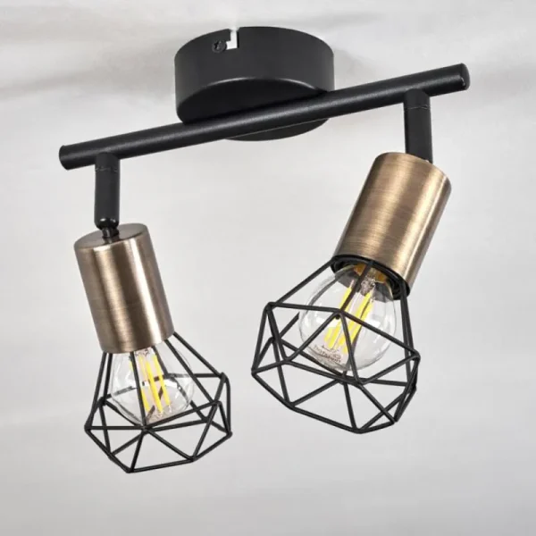 hofstein Plafonnier Baripada Laiton, Noir, 2 lumières* Lampes Modernes