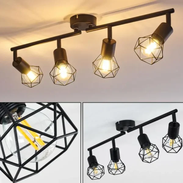hofstein Plafonnier Baripada Noir, 4 lumières* Lampes Modernes