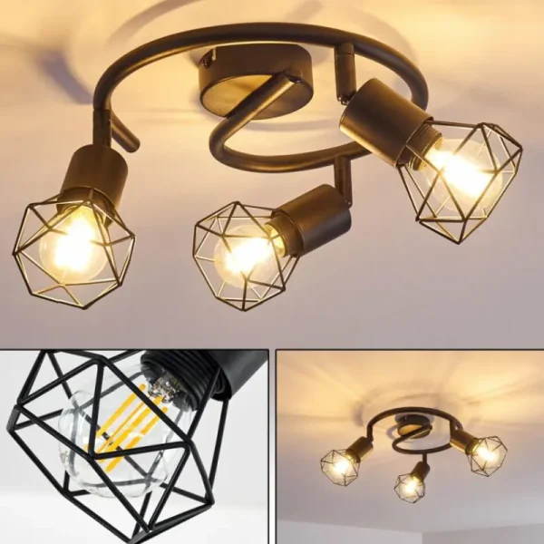 hofstein Plafonnier Baripada Noir, 3 lumières* Lampes Modernes