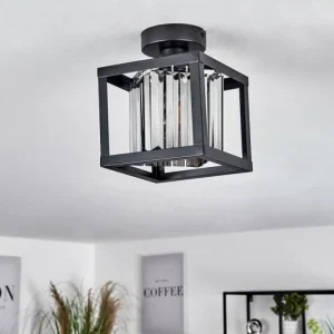 hofstein Plafonnier Barracon Noir, 1 lumière* Lampes En Verre