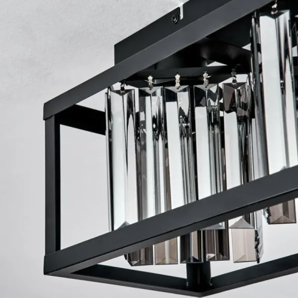 hofstein Plafonnier Barracon Noir, 3 lumières* Lampes En Verre