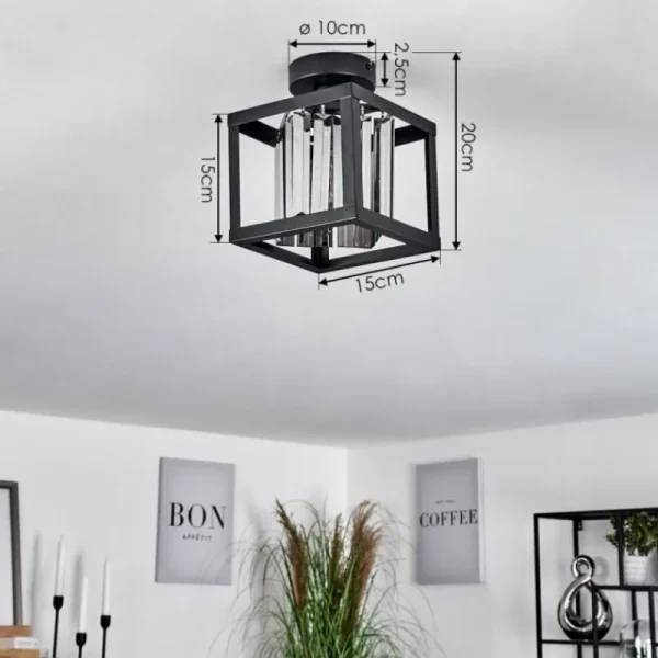 hofstein Plafonnier Barracon Noir, 1 lumière* Lampes En Verre
