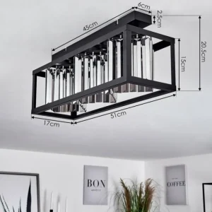 hofstein Plafonnier Barracon Noir, 3 lumières* Lampes En Verre