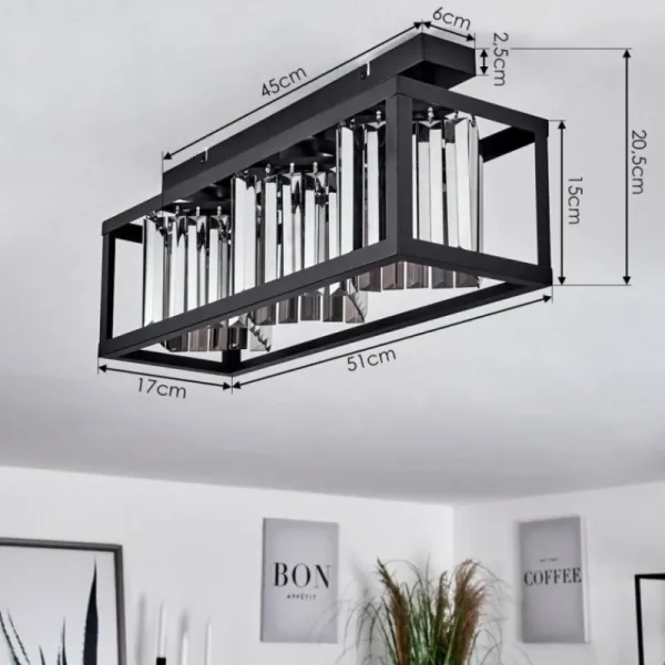 hofstein Plafonnier Barracon Noir, 3 lumières* Lampes En Verre