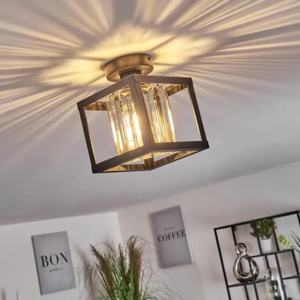 hofstein Plafonnier Barracon Noir, 1 lumière* Lampes En Verre