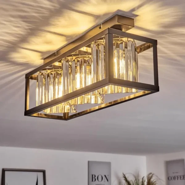 hofstein Plafonnier Barracon Noir, 3 lumières* Lampes En Verre