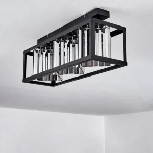 hofstein Plafonnier Barracon Noir, 3 lumières* Lampes En Verre
