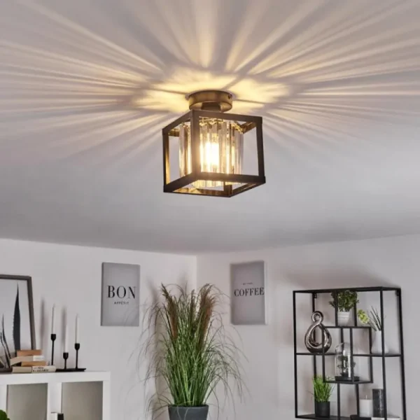 hofstein Plafonnier Barracon Noir, 1 lumière* Lampes En Verre