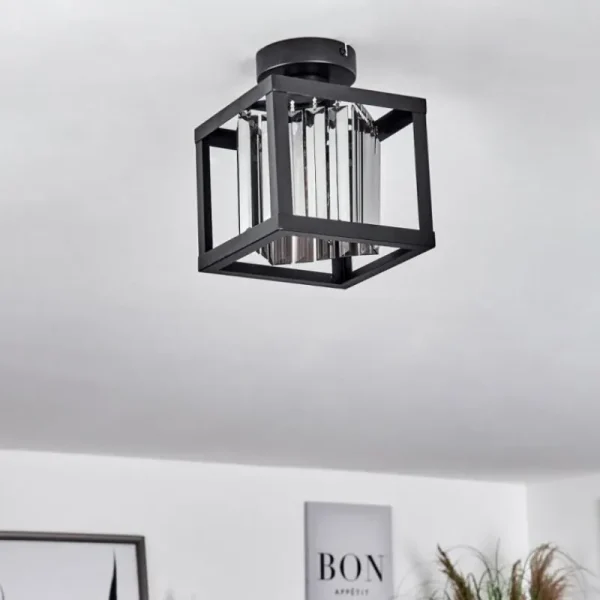 hofstein Plafonnier Barracon Noir, 1 lumière* Lampes En Verre