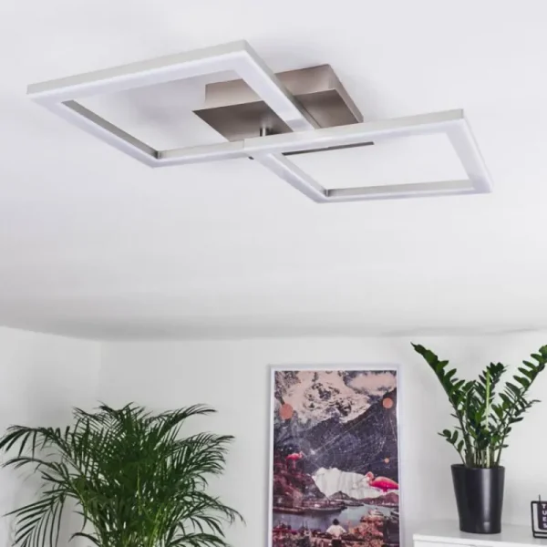 hofstein Plafonnier Batuna LED Nickel mat, 1 lumière* Lampes Modernes