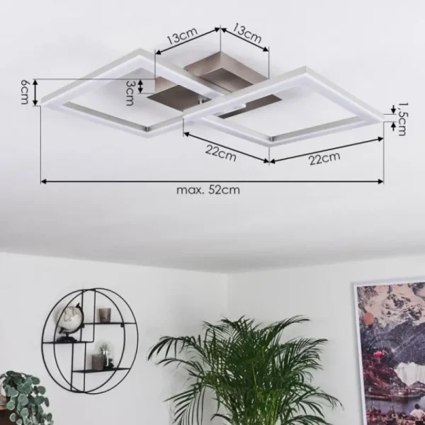 hofstein Plafonnier Batuna LED Nickel mat, 1 lumière* Lampes Modernes