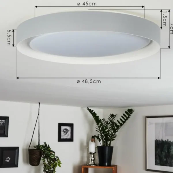 hofstein Plafonnier Beade LED Gris, Blanc, 1 lumière, Télécommandes, Changeur de couleurs* Lampes Modernes