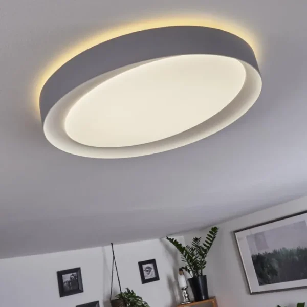 hofstein Plafonnier Beade LED Gris, Blanc, 1 lumière, Télécommandes, Changeur de couleurs* Lampes Modernes