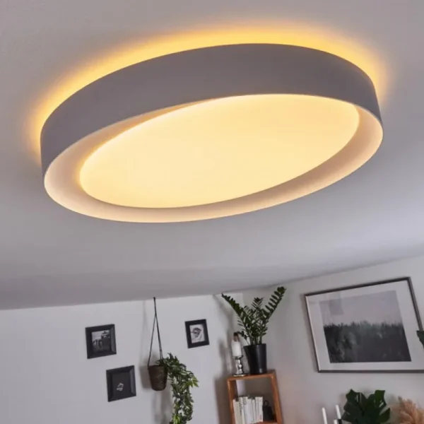 hofstein Plafonnier Beade LED Gris, Blanc, 1 lumière, Télécommandes, Changeur de couleurs* Lampes Modernes