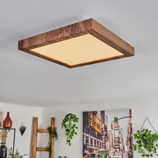 hofstein Plafonnier Bealeton LED Brun, Couleur bois, 1 lumière* Lampes Modernes