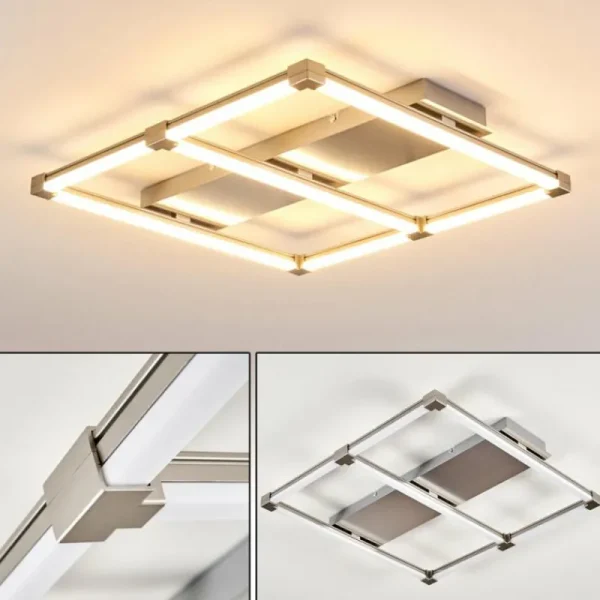 hofstein Plafonnier Beken LED Acier brossé, 1 lumière* Lampes Modernes
