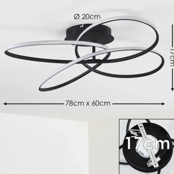 hofstein Plafonnier Belgorod LED Noir, Blanc, 1 lumière, Télécommandes* Lampes Modernes
