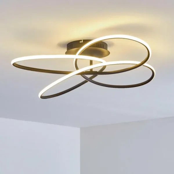 hofstein Plafonnier Belgorod LED Noir, Blanc, 1 lumière, Télécommandes* Lampes Modernes