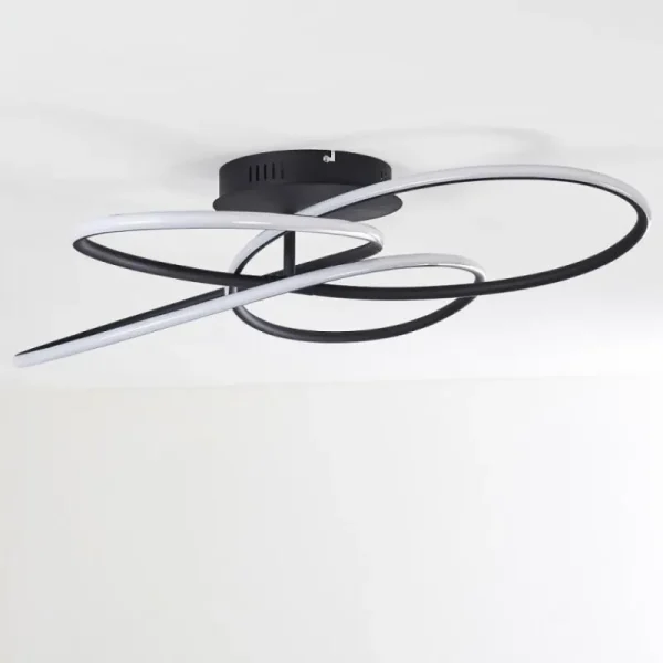 hofstein Plafonnier Belgorod LED Noir, Blanc, 1 lumière, Télécommandes* Lampes Modernes