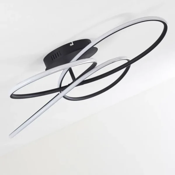 hofstein Plafonnier Belgorod LED Noir, Blanc, 1 lumière, Télécommandes* Lampes Modernes