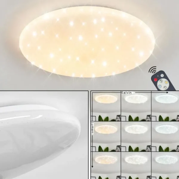hofstein Plafonnier Benifla LED Blanc, 1 lumière, Télécommandes* Lampes Modernes