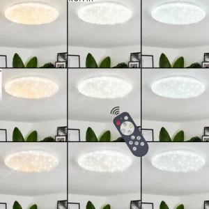 hofstein Plafonnier Benifla LED Blanc, 1 lumière, Télécommandes* Lampes Modernes