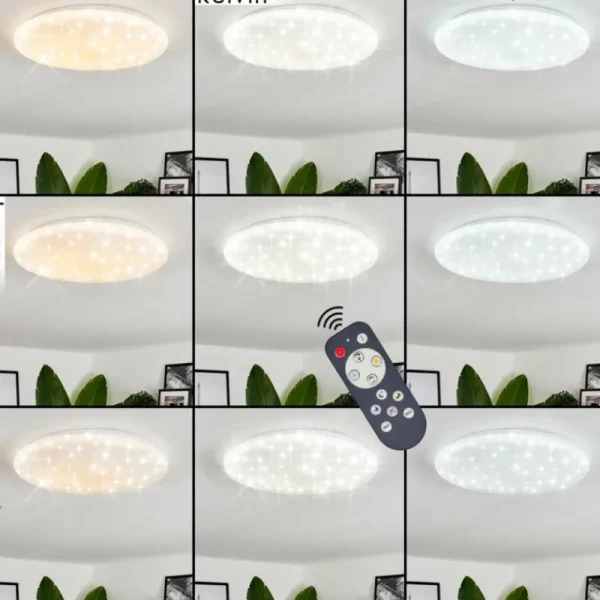 hofstein Plafonnier Benifla LED Blanc, 1 lumière, Télécommandes* Lampes Modernes