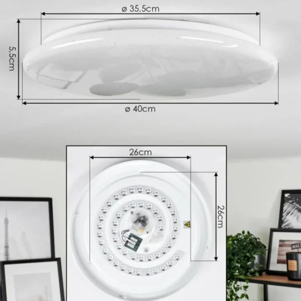 hofstein Plafonnier Benifla LED Blanc, 1 lumière, Télécommandes* Lampes Modernes