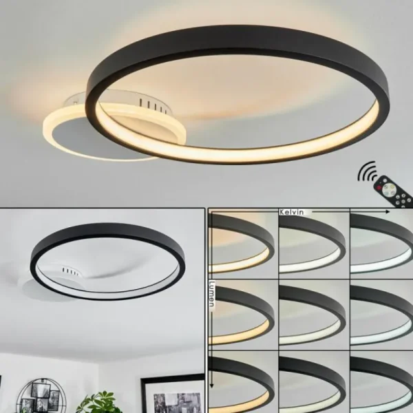 hofstein Plafonnier Bina LED Blanc, 1 lumière, Télécommandes* Lampes Modernes