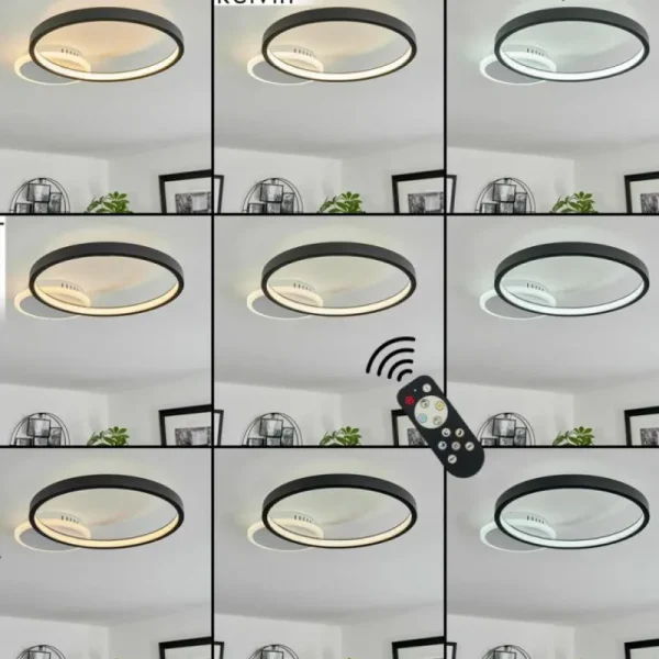 hofstein Plafonnier Bina LED Blanc, 1 lumière, Télécommandes* Lampes Modernes