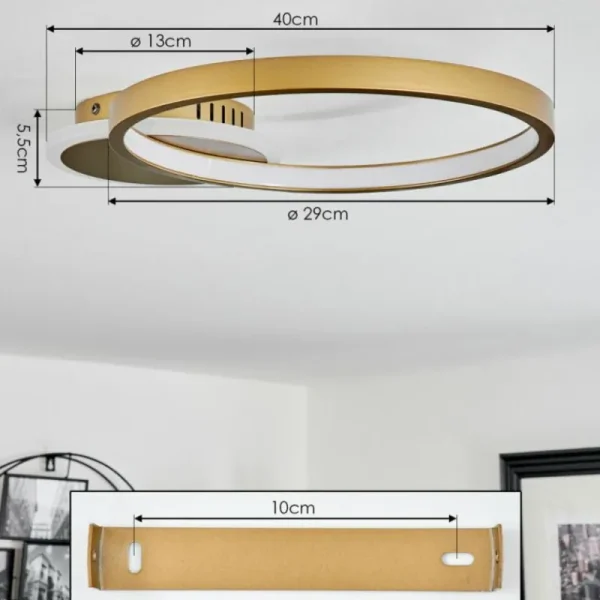 hofstein Plafonnier Bina LED Laiton, 1 lumière, Télécommandes* Lampes Modernes