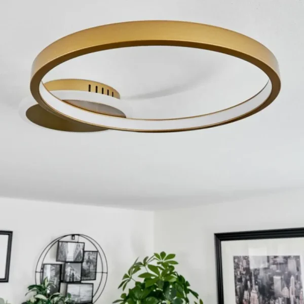 hofstein Plafonnier Bina LED Laiton, 1 lumière, Télécommandes* Lampes Modernes