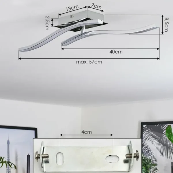 hofstein Plafonnier Biskopstorp LED Chrome, 1 lumière* Lampes Modernes