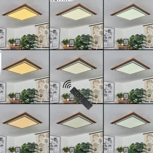 hofstein Plafonnier Blandford LED Brun, Couleur bois, 2 lumières, Télécommandes* Lampes Modernes