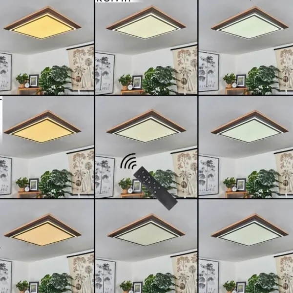 hofstein Plafonnier Blandford LED Brun, Couleur bois, 2 lumières, Télécommandes* Lampes Modernes