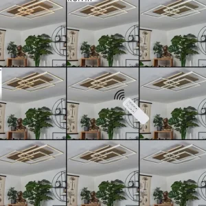 hofstein Plafonnier Blandford LED Écru, Nickel mat, Argenté, 3 lumières, Télécommandes* Lampes Modernes