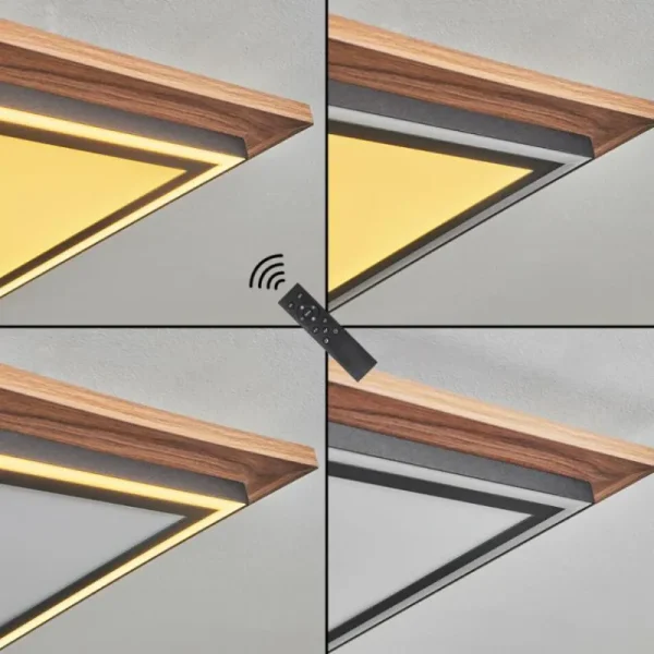 hofstein Plafonnier Blandford LED Brun, Couleur bois, 2 lumières, Télécommandes* Lampes Modernes